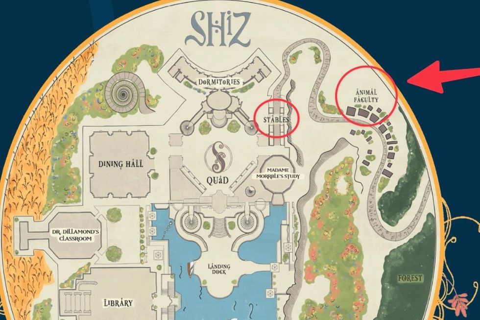 The map of Shiz University in the Wicked movie