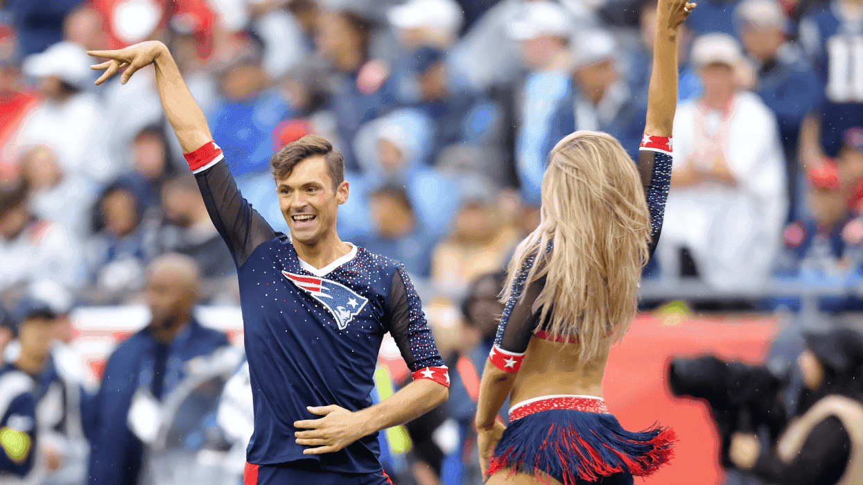 The New England Patriots cheerleaders perform during the game against the Las Vegas Raiders