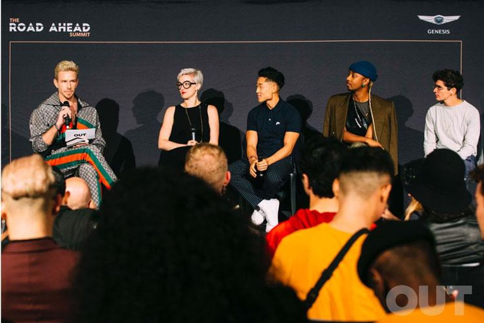 The panel discusses the importance of National Coming Out Day The Road Ahead Summit