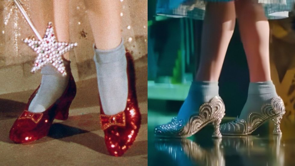 The Ruby Slippers in The Wizard of Oz; the Silver Slippers in the Wicked movie