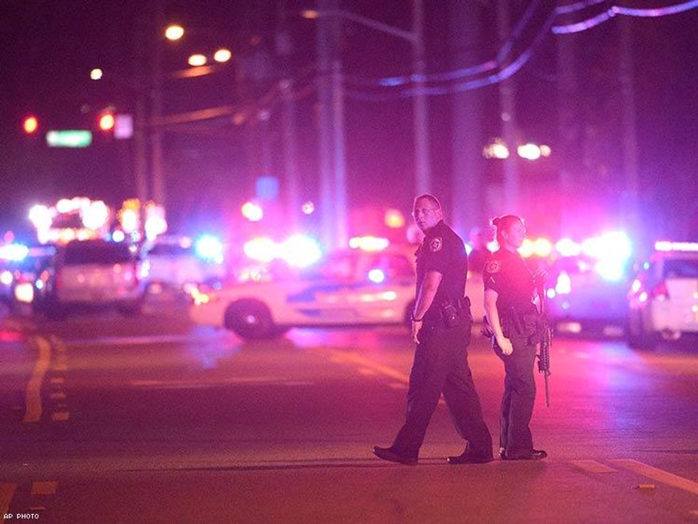 The scene on the street in front of the Pulse.
