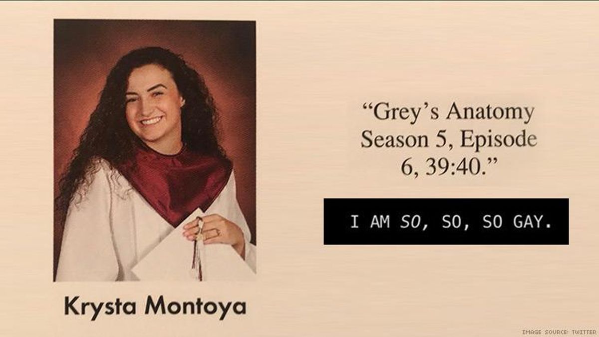 This Student Used 'Grey’s Anatomy' for a Yearbook Message About Being “So, So, So Gay”