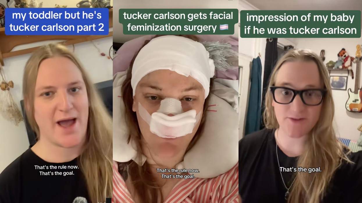 Three-panel meme with captions about Tucker Carlson impressions.
