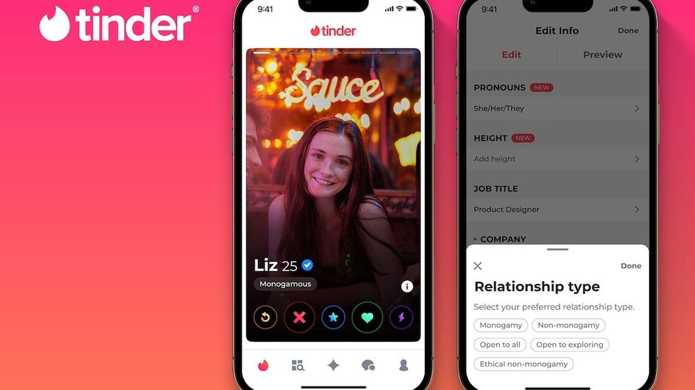 Tinder is now adding pronouns are different relationship type options to user profiles.