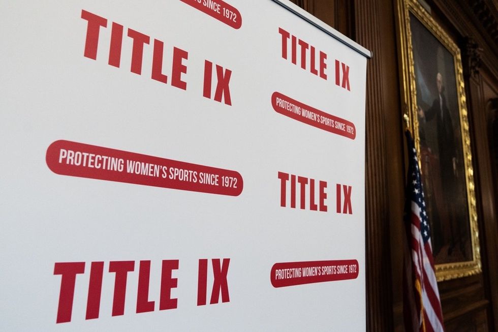 Title IX sign displayed in the U.S. Capitol building