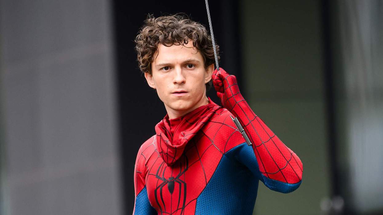 Tom Holland is seen on the set of the film Spider-Man Brand New Day