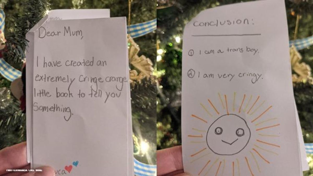 Trans child comes out in handwritten note. 