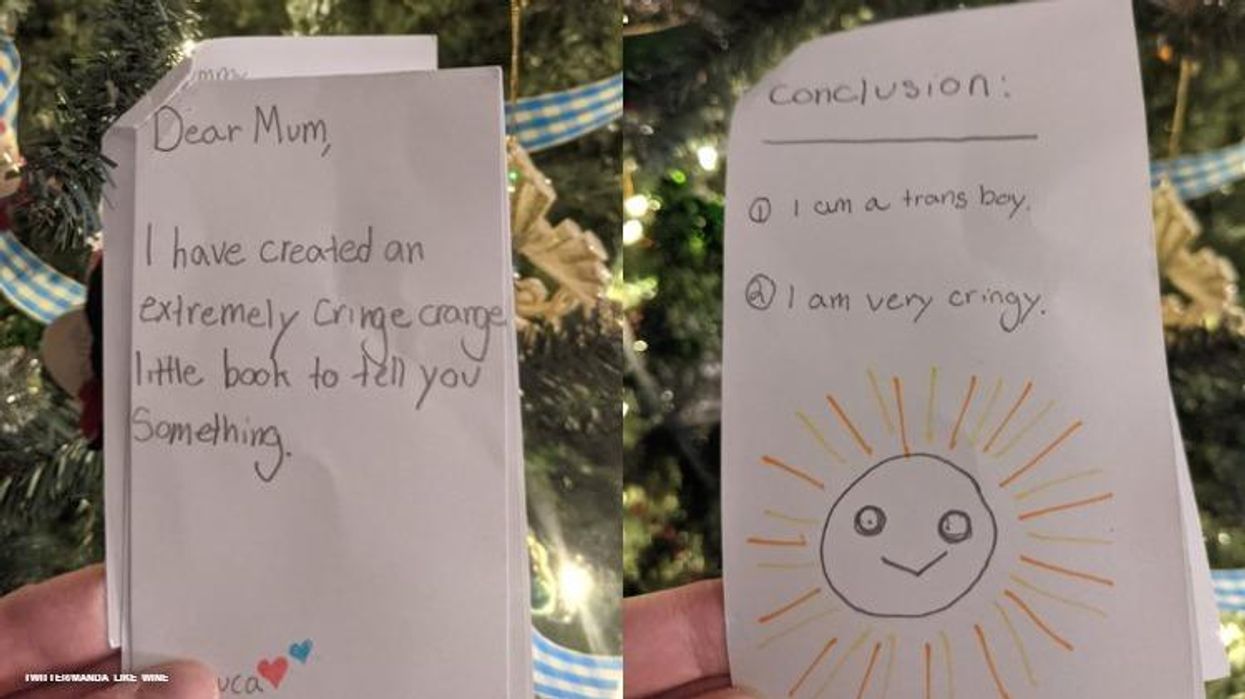 Trans child comes out in handwritten note.