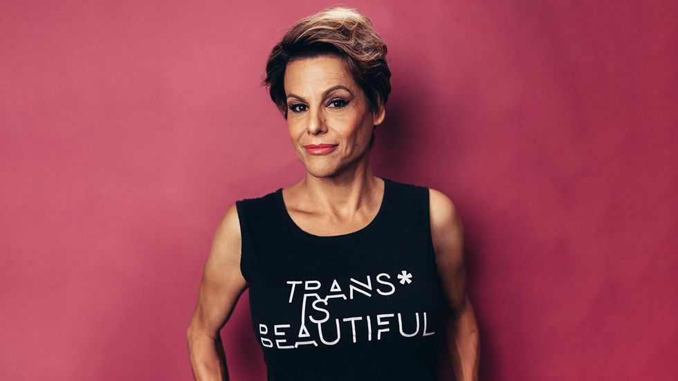 Transgender Actress Alexandra Billings Wearing Trans Is Beautiful Shirt