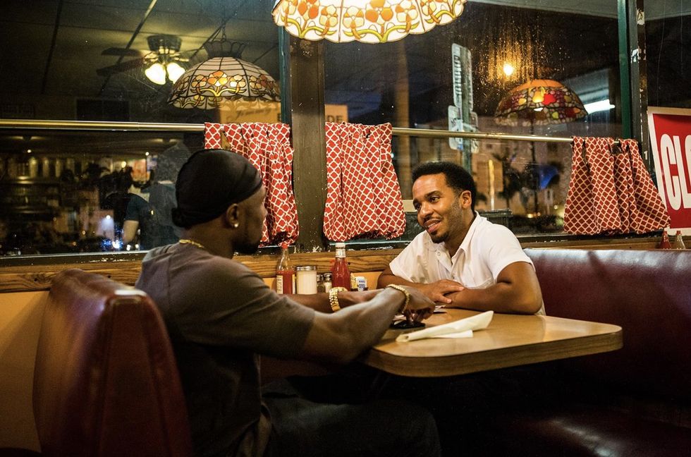 Trevante Rhodes and Andr\u00e9 Holland in Moonlight