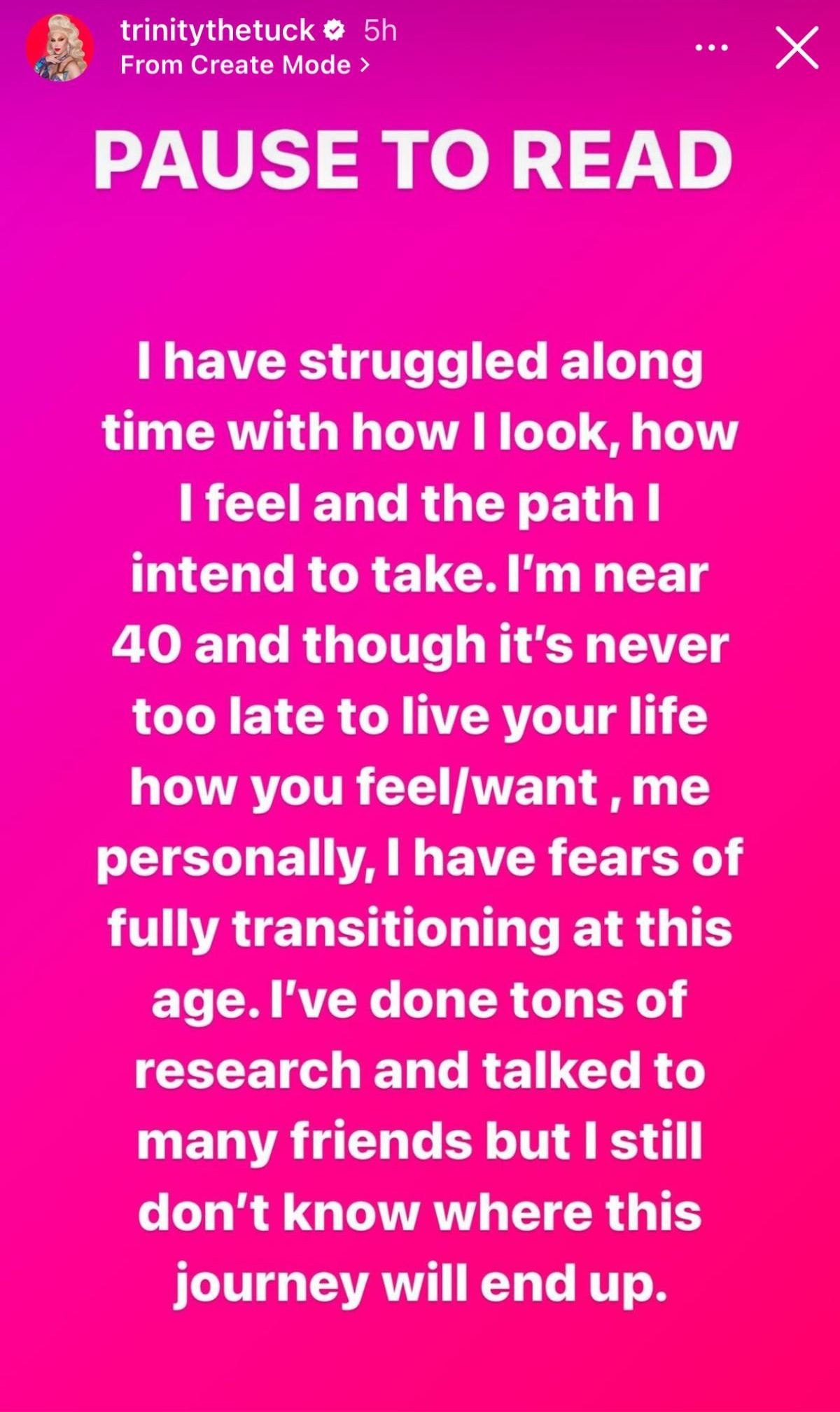 Trinity The Tuck via Instagram stories