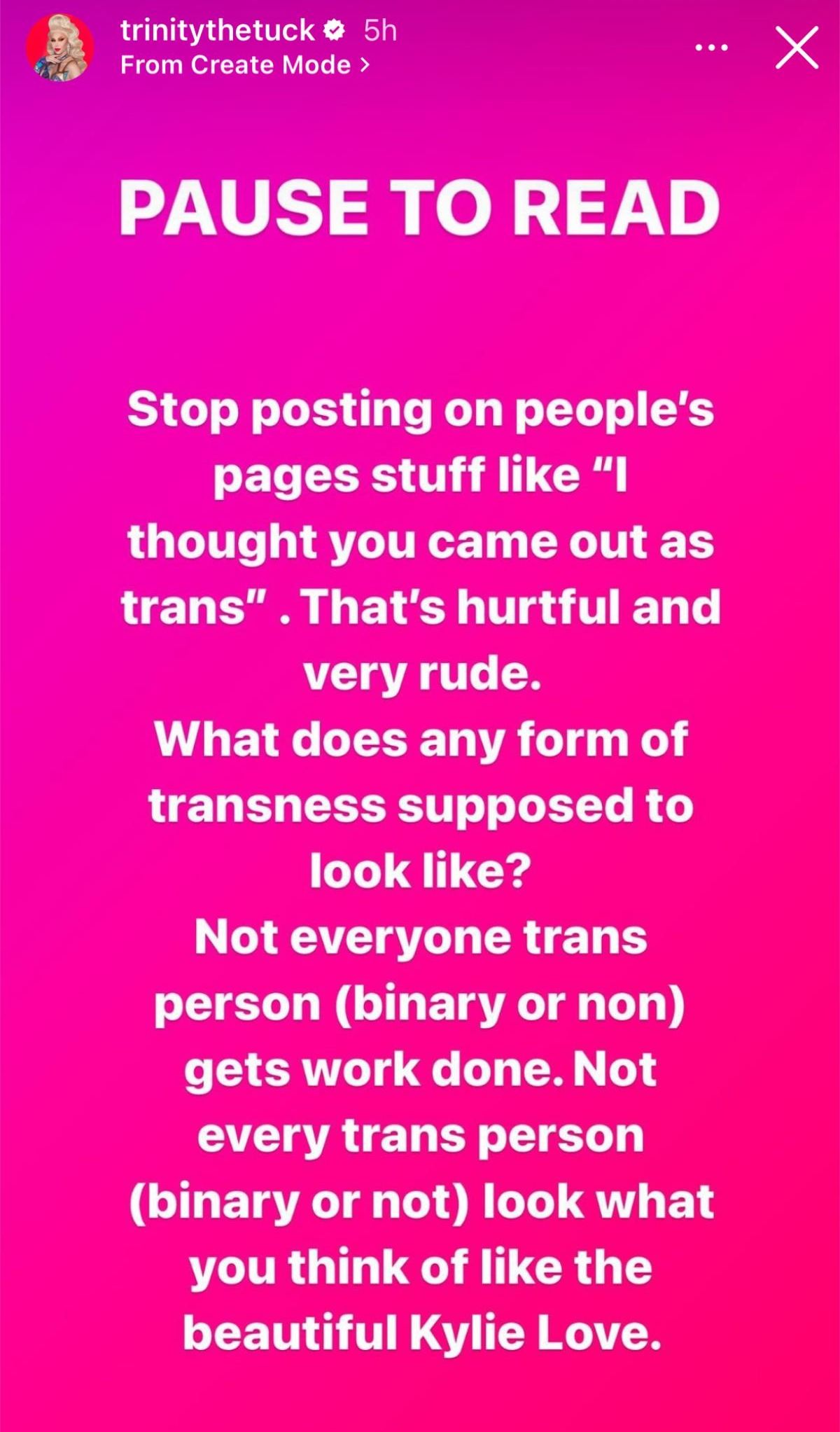 Trinity The Tuck via Instagram stories