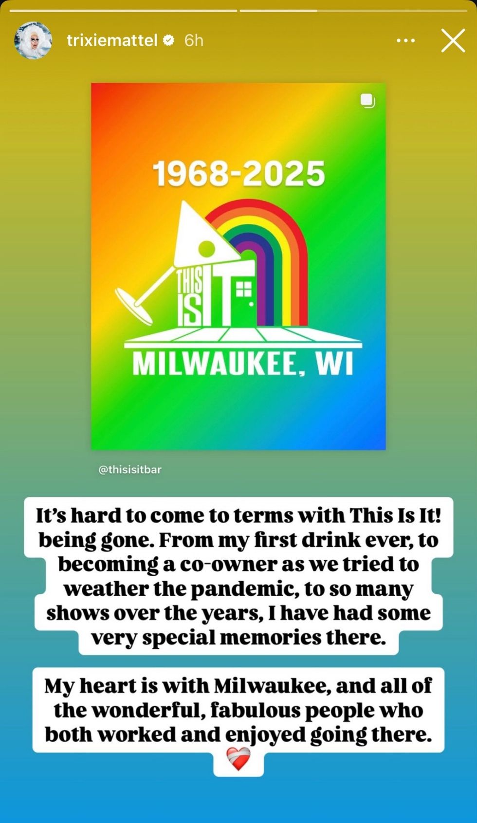 Trixie Mattel via Instagram story