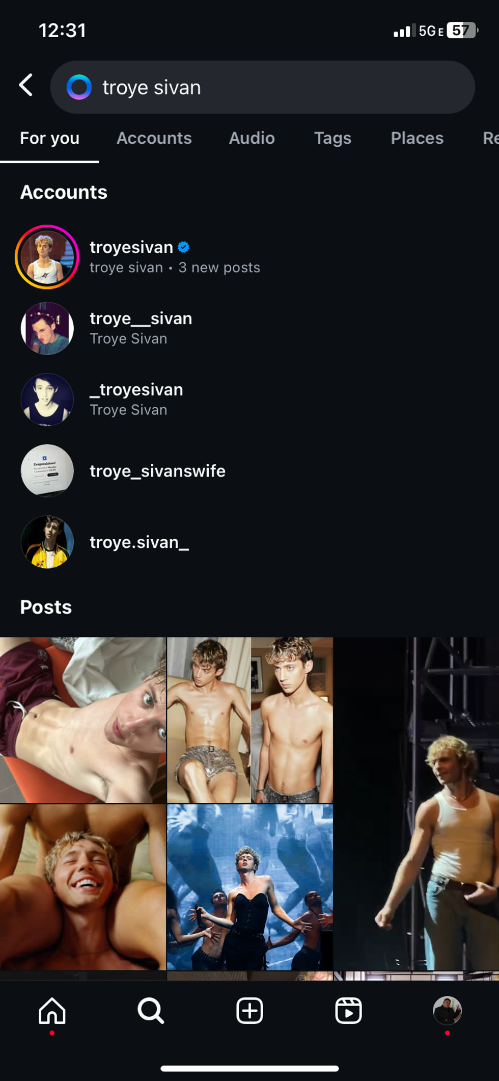 troye sivan search instagram