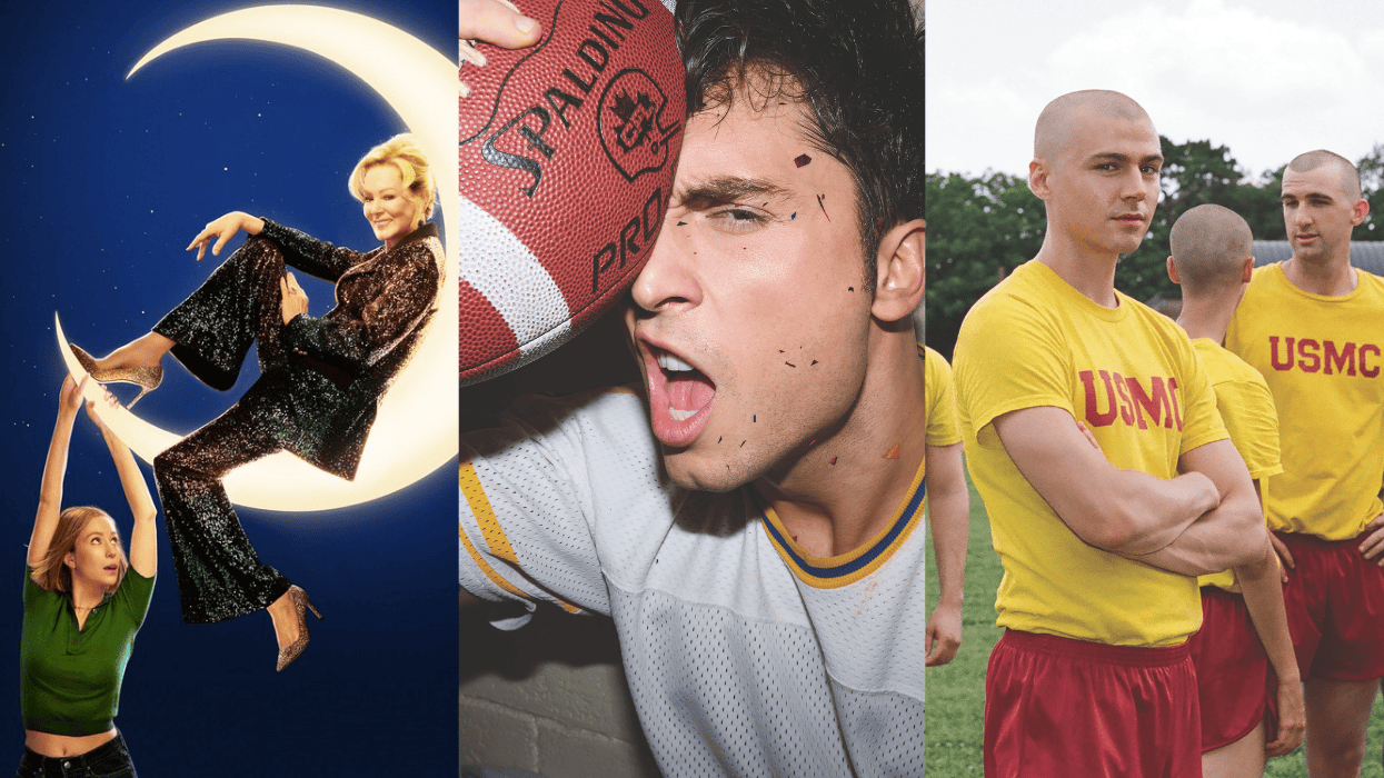 TV show images from Hacks, Overcompensating, and Boots