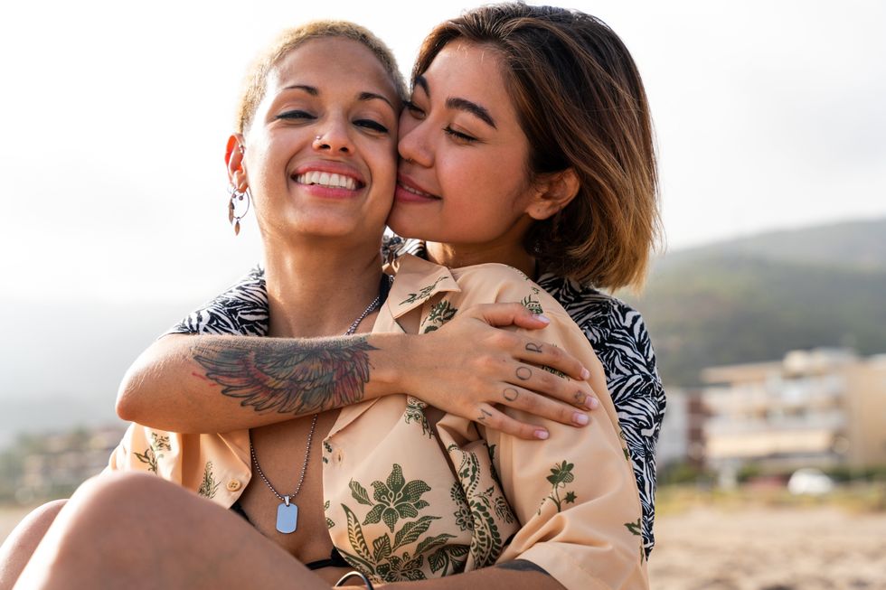 Two lesbians embracing