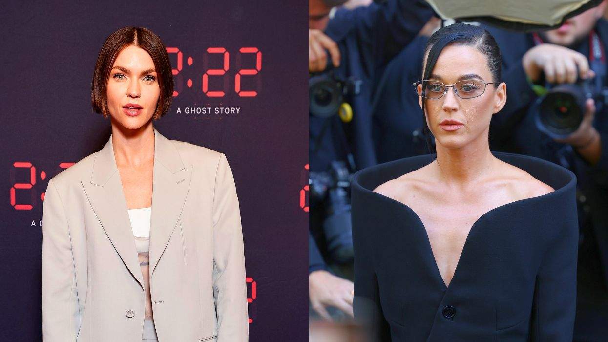 Two women in formal attire at separate events with photographers in the background.