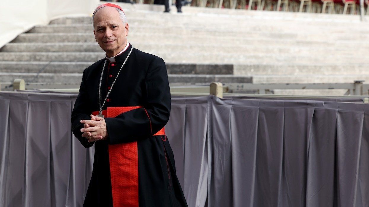 U.S. Cardinal Robert Francis Prevost attends the funeral of Pope Francis in St. Peter’s Square on April 26, 2025, in Vatican City.