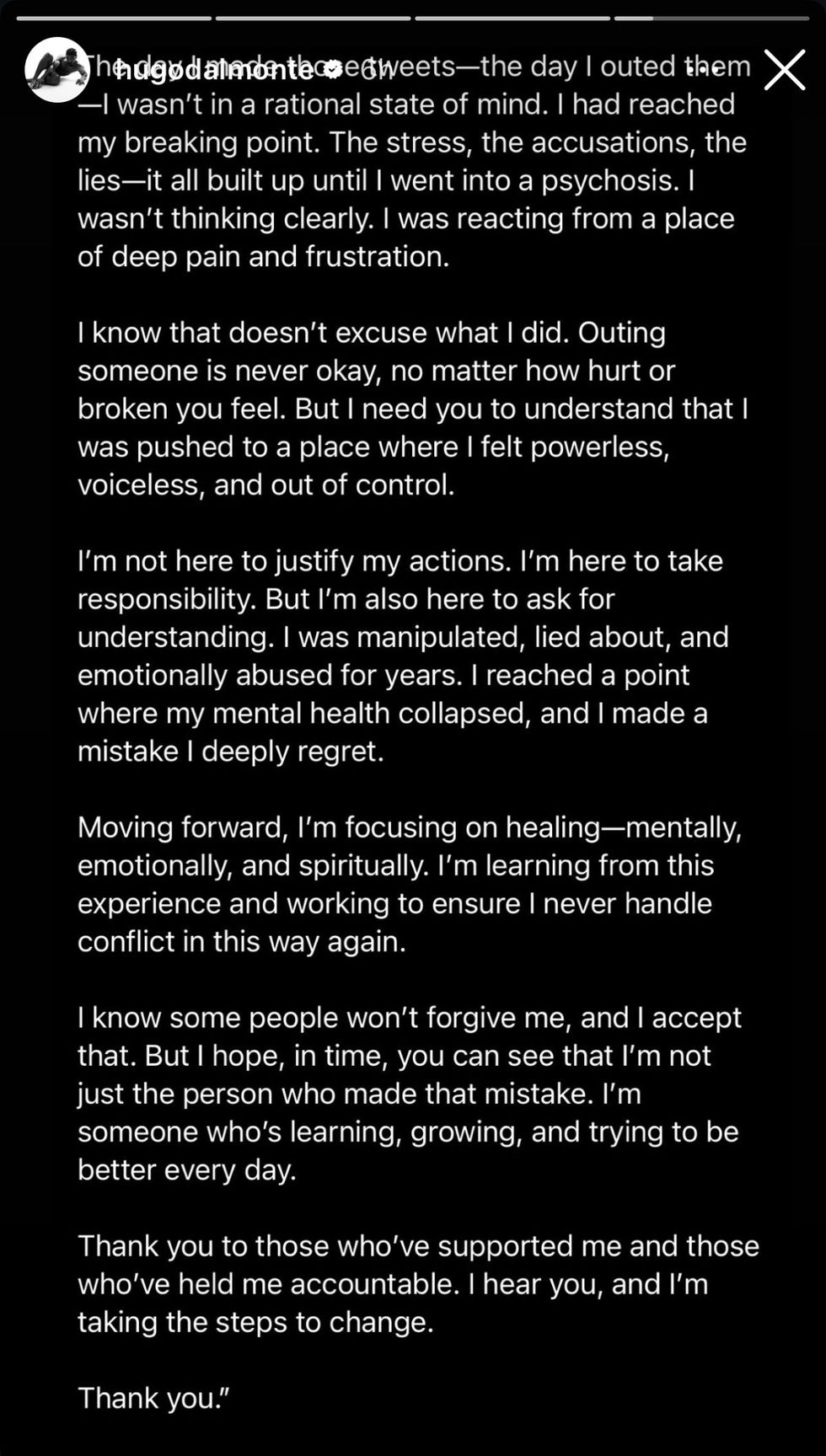 \u200b\u200bHugo D Almonte via Instagram story (4/4)