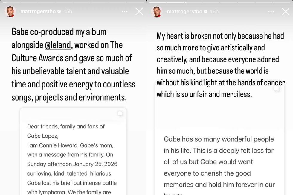 \u200b\u200bMatt Rogers shares a statement following Gabe Lopez's death