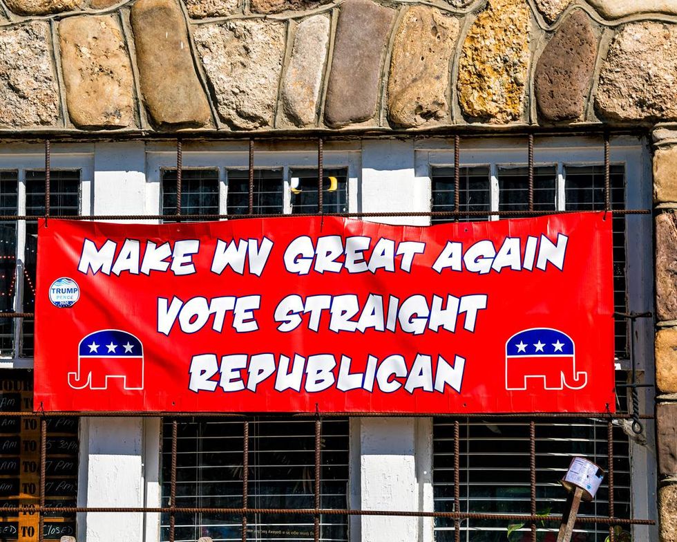 \u200bA pro-Republican sign in the rural town of Bartow West Virginia