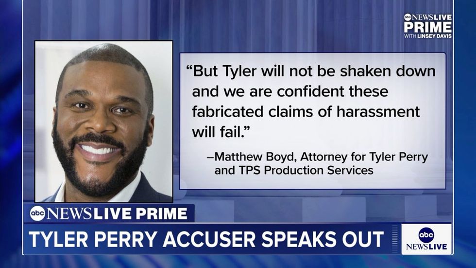\u200bA statement from Matthew Boyd, attorney for Tyler Perry, shared with ABC News Live