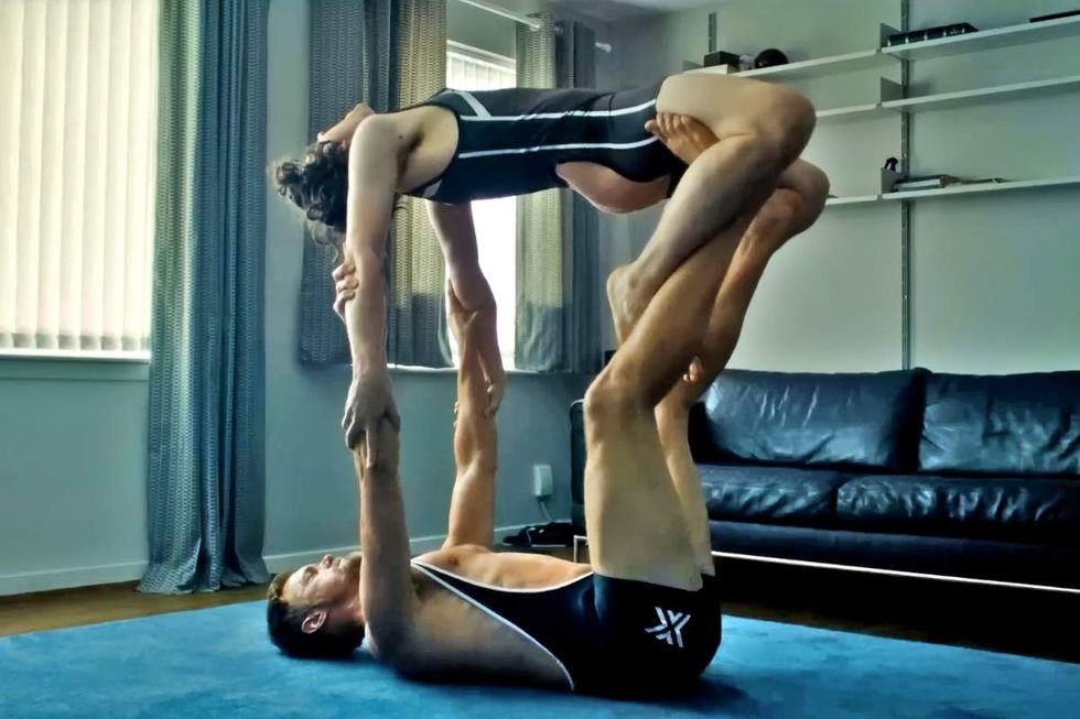 \u200bAlexander Skarsg\u00e5rd as Ray and Harry Melling as Colin in \u200bPillion\u200b