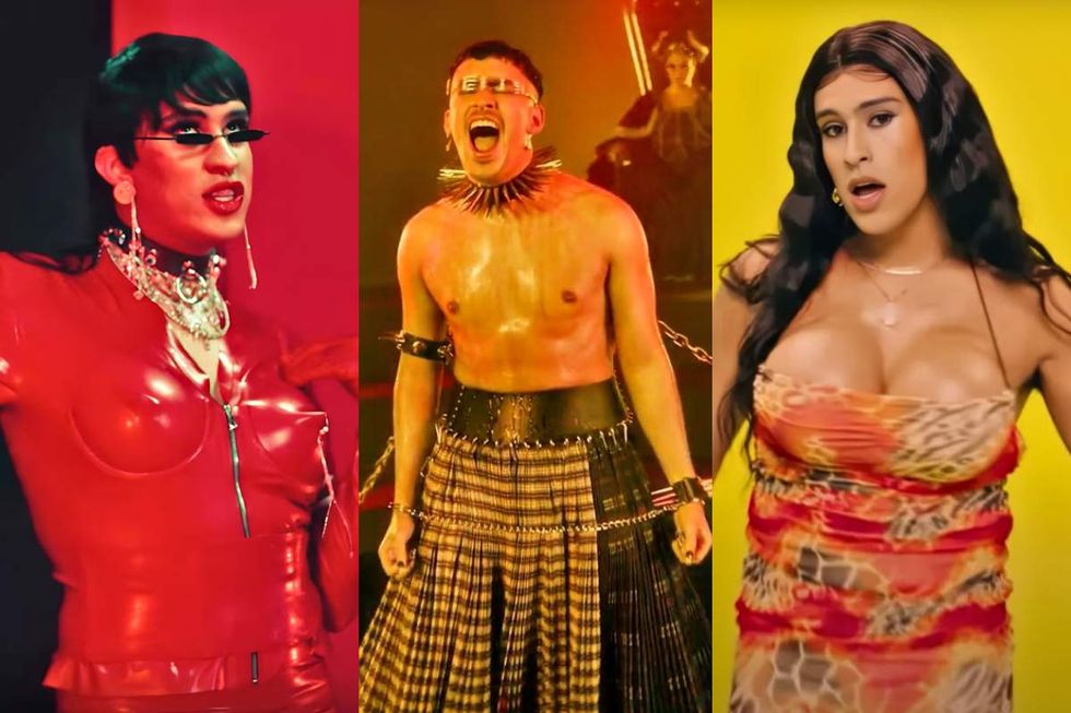 \u200bBad Bunny dressed in and out of drag during the 'Yo Perreo Sola' music video
