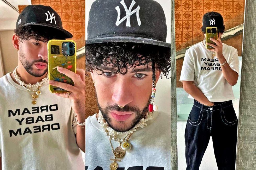 \u200bBad Bunny in mirror selfies shared on X/Twitter