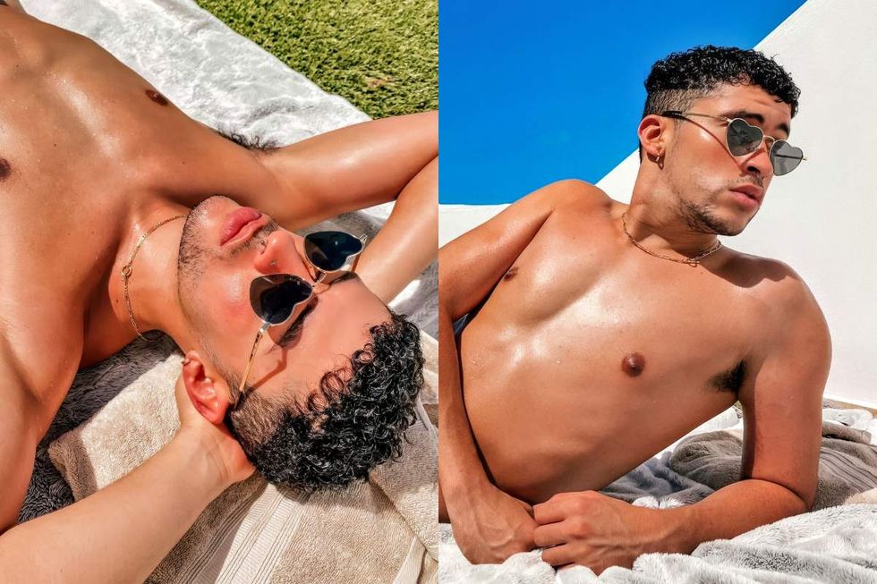 \u200bBad Bunny sunbathing, as seen in photos shared on X/Twitter