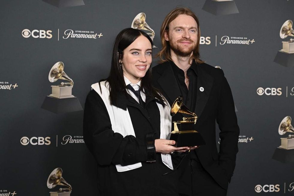 \u200bBillie Eilish and Finneas after winning the 2026 Grammy Award for Song of the Year