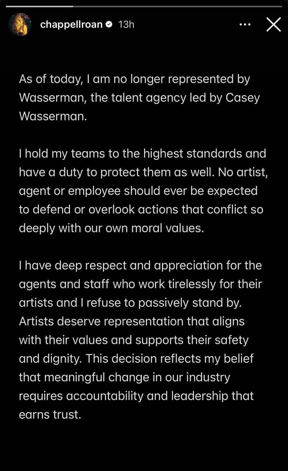 \u200bChappell Roan via Instagram Story