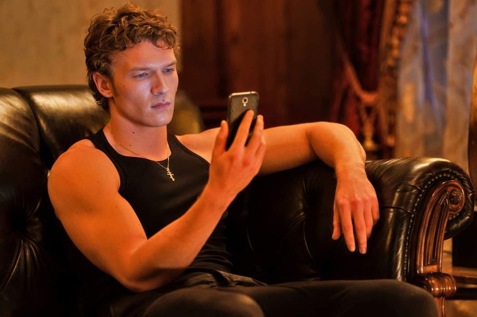 \u200bConnor Storrie as Ilya Rozanov on Heated Rivalry episode 5