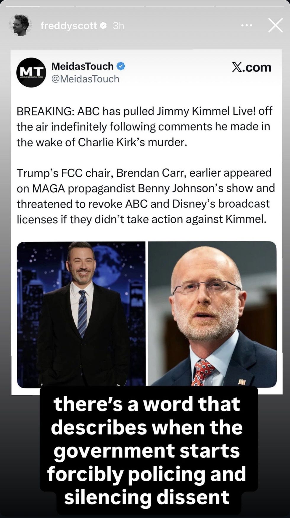 \u200bFreddy Scott via Instagram Story