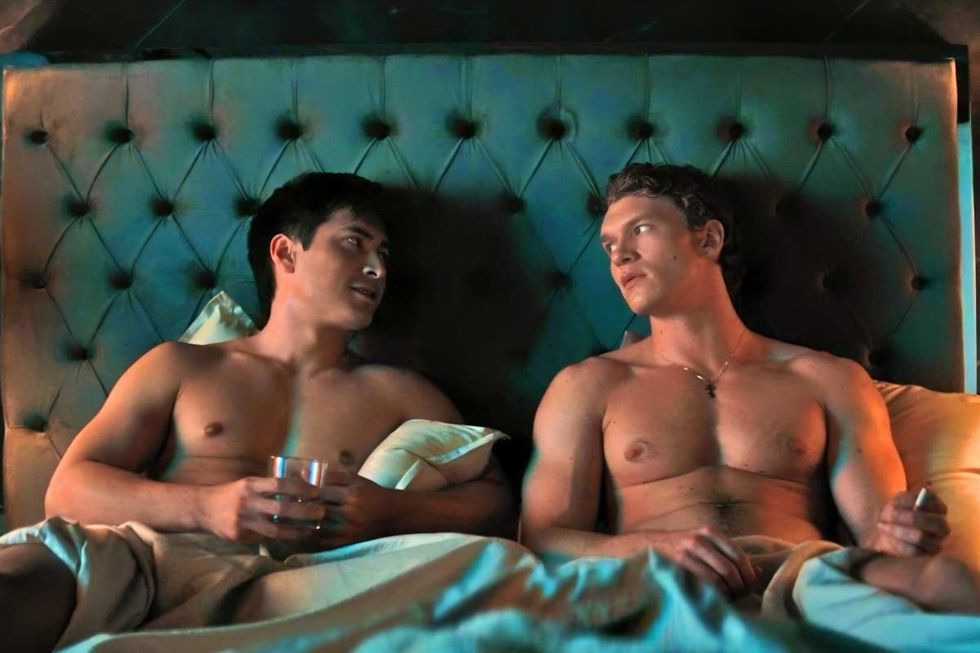 \u200bHudson Williams as Shane Hollander and Connor Storrie as Ilya Rozanov on Heated Rivalry