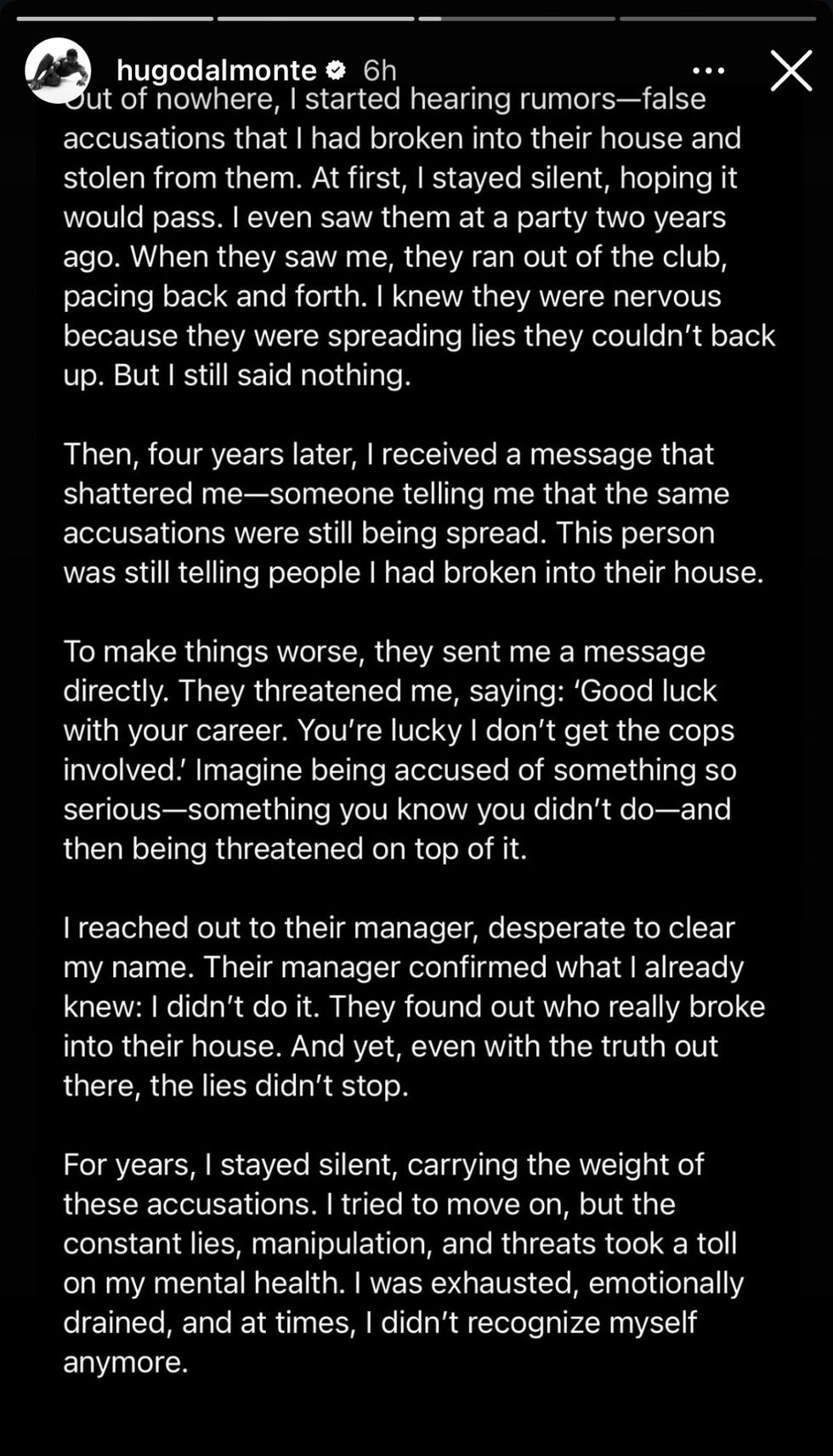 \u200bHugo D Almonte via Instagram story (3/4)