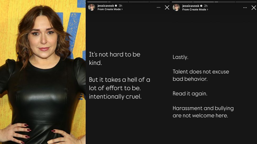 \u200bJessica Vosk poses at the first anniversary celebration of Hell's Kitchen on Broadway in April 2025; Jessica Vosk via Instagram stories