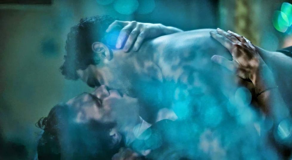 \u200bJonathan Groff as Jay Kurundkar and Karan Soni as Naveen Gavaskar in A Nice Indian Boy