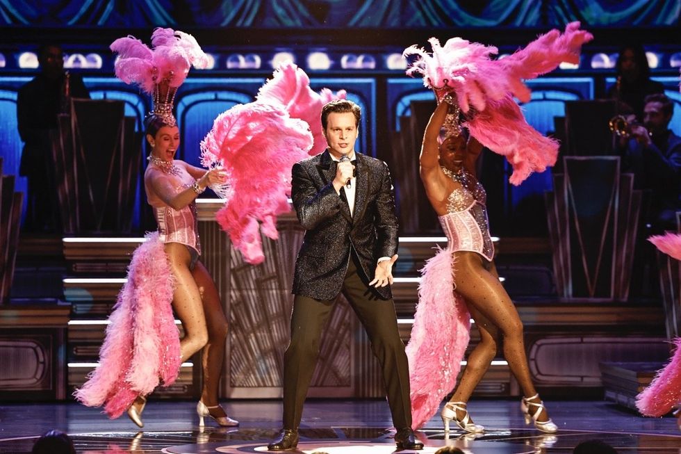 \u200bJonathan Groff performing a number from \u200bJust in Time\u200b at the 2025 Tony Awards