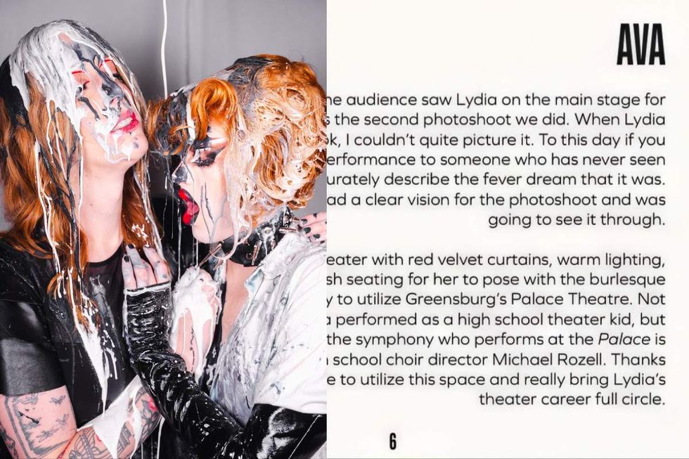 \u200bLydia B Kollins and Ava Grace in promotional image for Lydia Lydia Lydia: A Collection of Photographs, along with \u200ban entry written by Grace in the book