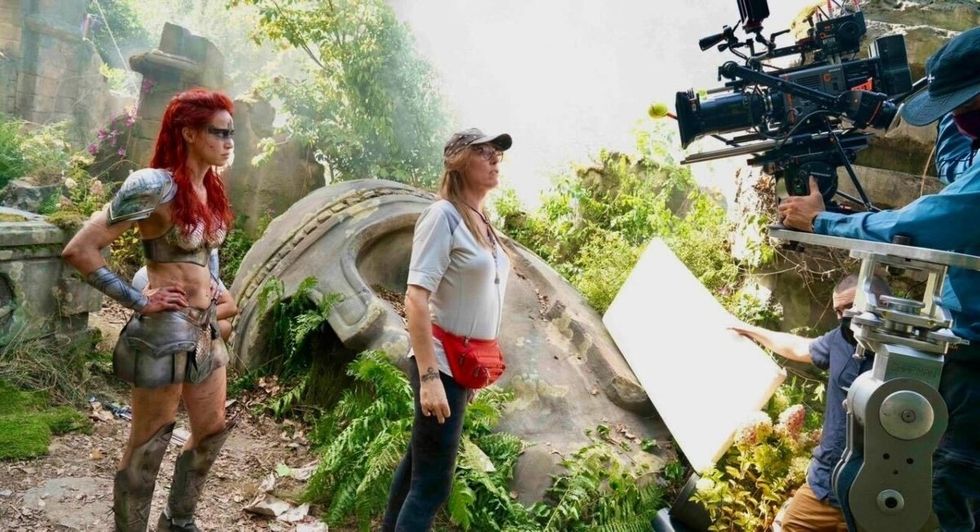 \u200bMatilda Lutz and MJ Bassett on set filming Red Sonja