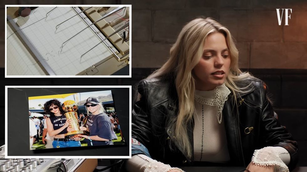 \u200bRene\u00e9 Rapp reacts to a photo alongside her girlfriend, Towa Bird, in a Lie Detector Test video from Vanity Fair
