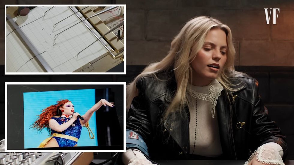 \u200bRene\u00e9 Rapp reacts to a photo of Chappell Roan in a Lie Detector Test video from Vanity Fair on YouTube