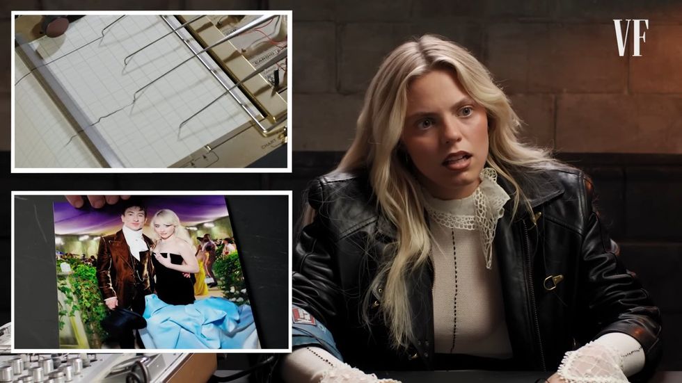 \u200bRene\u00e9 Rapp reacts to a photo of Sabrina Carpenter and Barry Keoghan in a Lie Detector Test video from Vanity Fair on YouTube