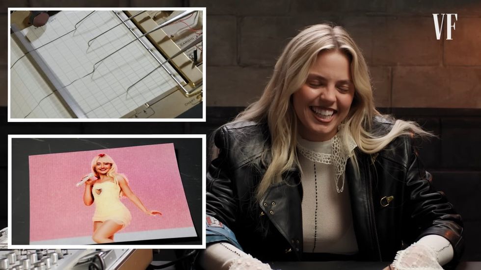 \u200bRene\u00e9 Rapp reacts to a photo of Sabrina Carpenter in a Lie Detector Test video from Vanity Fair on YouTube