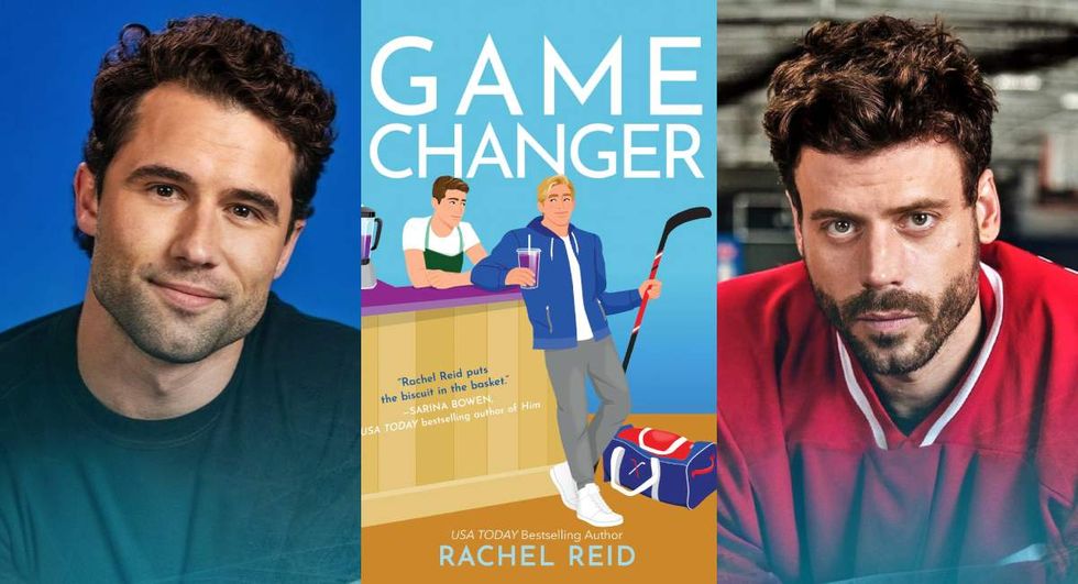 \u200bRobbie GK as Kip Grady and Fran\u00e7ois Arnaud as Scott Hunter in character posters for Heated Rivalry season 1; Cover art for the Game Changer novel