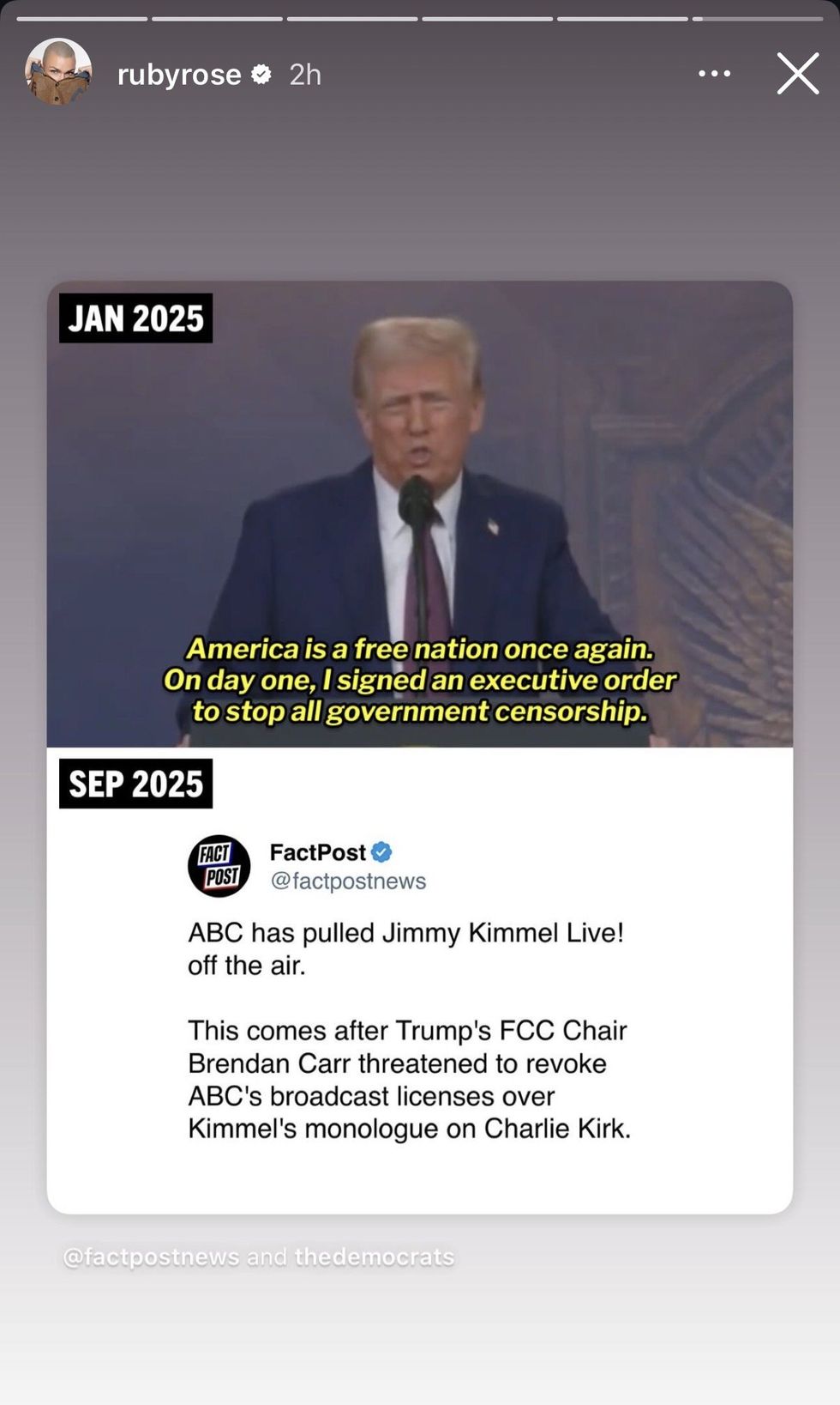 \u200bRuby Rose via Instagram Story.