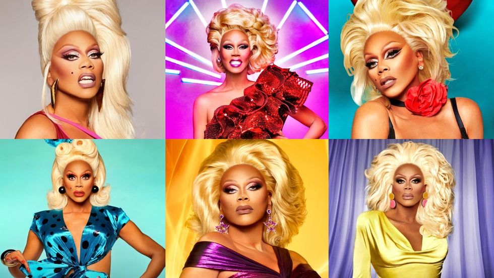 \u200bRuPaul poses for promotional images in the first six seasons of RuPaul's Drag Race UK\u200b