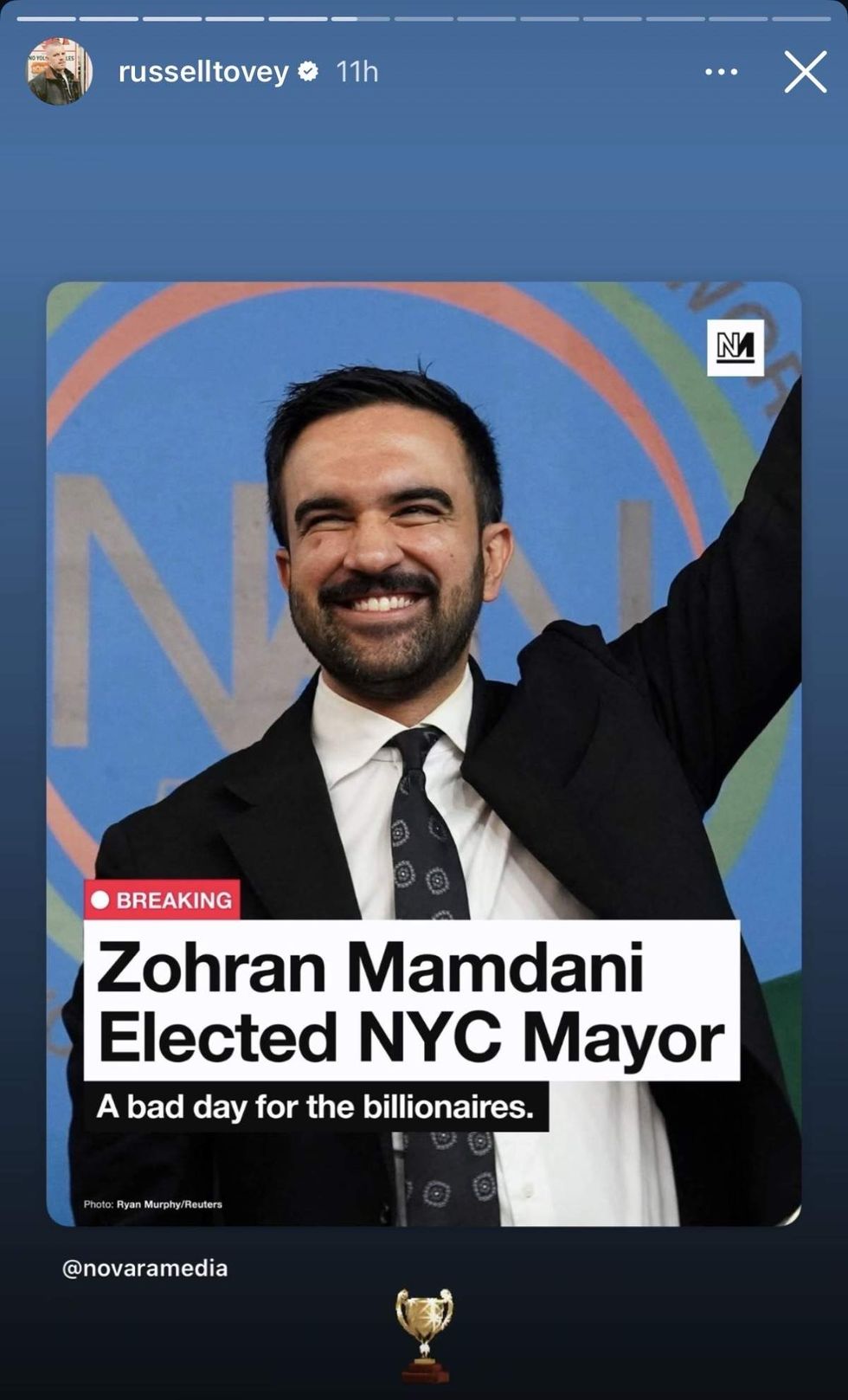 \u200bRussell Tovey via Instagram Story