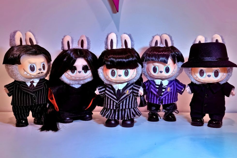 \u200bThe Addams Family custom Labubu toys made by Marko Monroe for the cast of Netflix's Wednesday